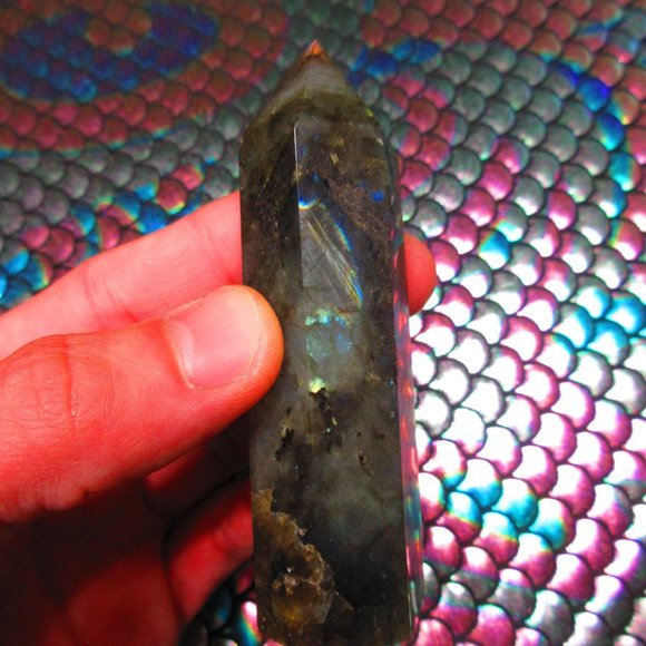 Labradorite Polished Free Standing Tower Generator Crystal - Picture 4 of 6